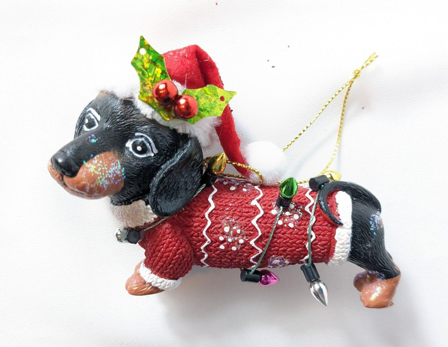 Dachshund in Sweater Christmas Ornament