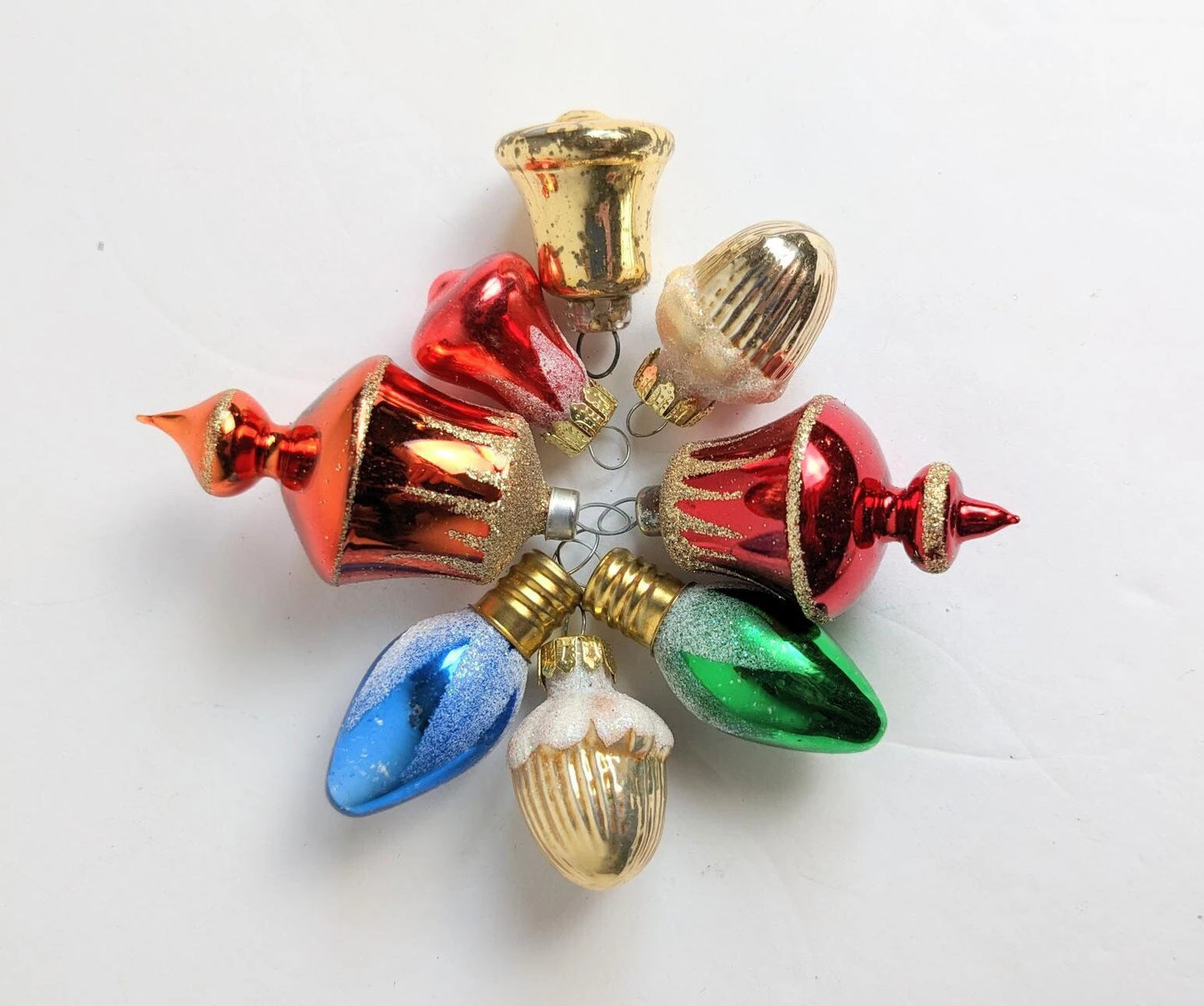 Vintage Set of Small Glass Christmas Ornaments