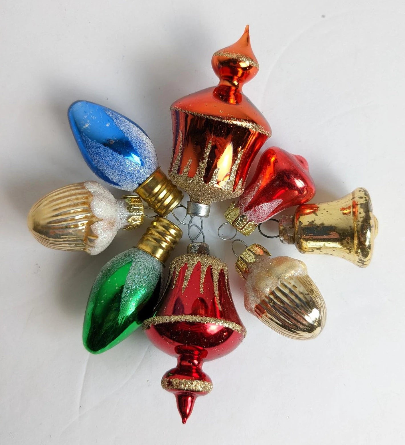 Vintage Set of Small Glass Christmas Ornaments