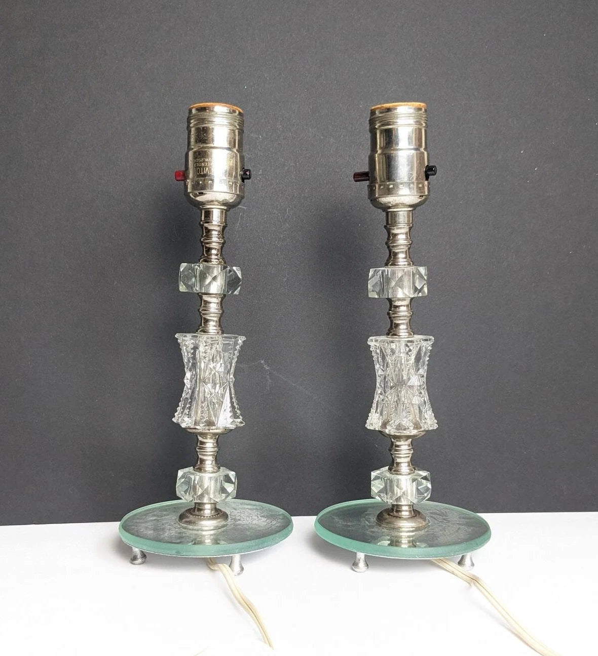 Vintage Lamps Clear Acrylic & Mirror Lamp Bases