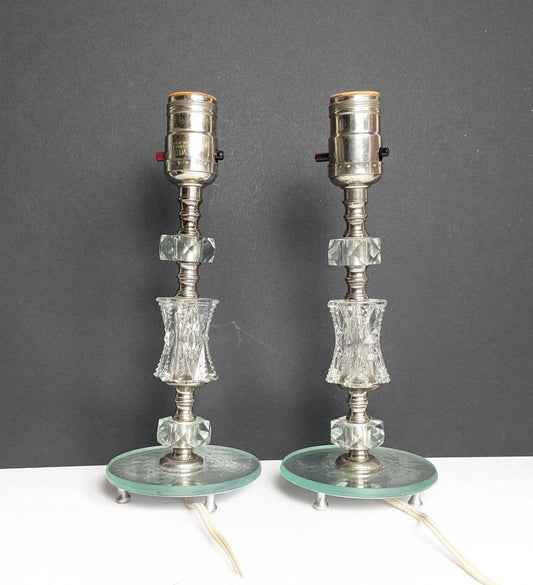 Vintage Lamps Clear Acrylic & Mirror Lamp Bases