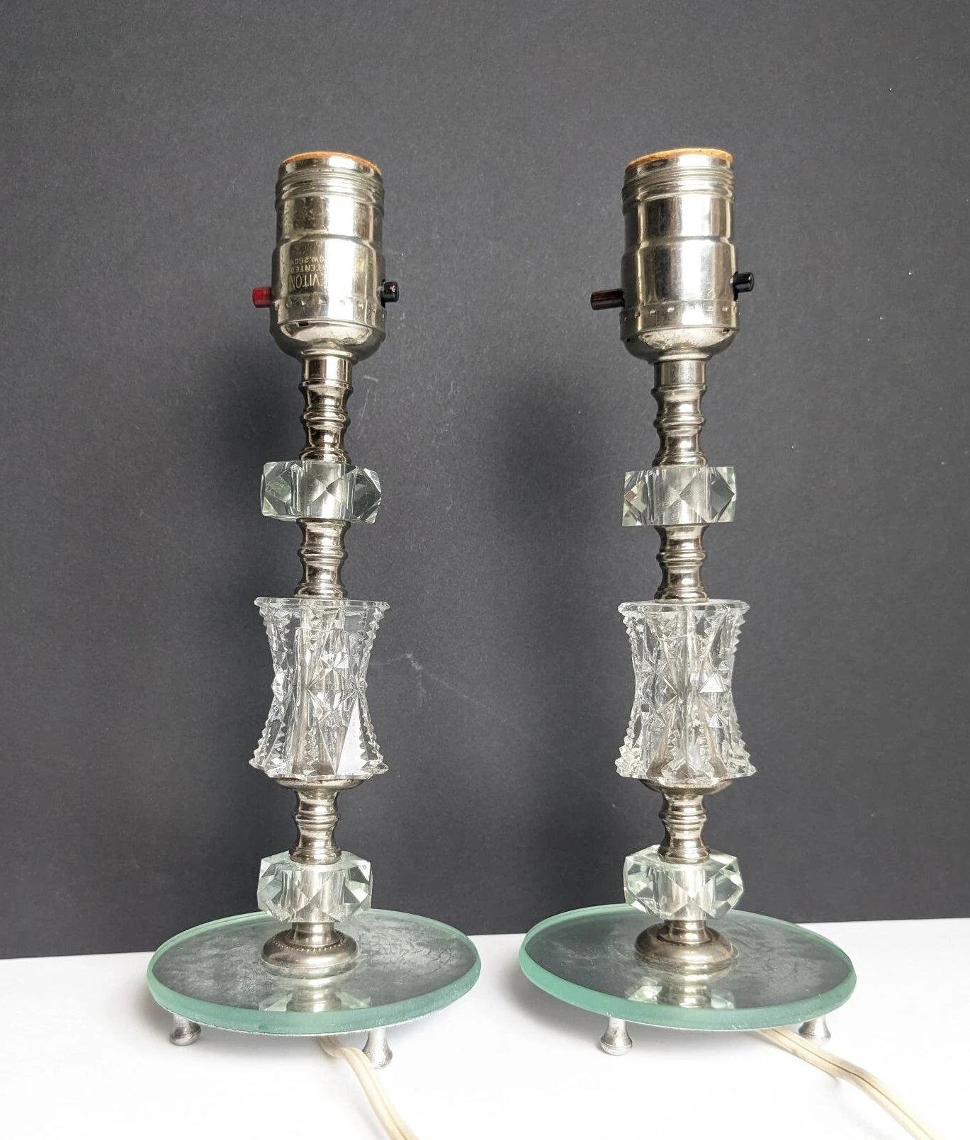 Vintage Lamps Clear Acrylic & Mirror Lamp Bases