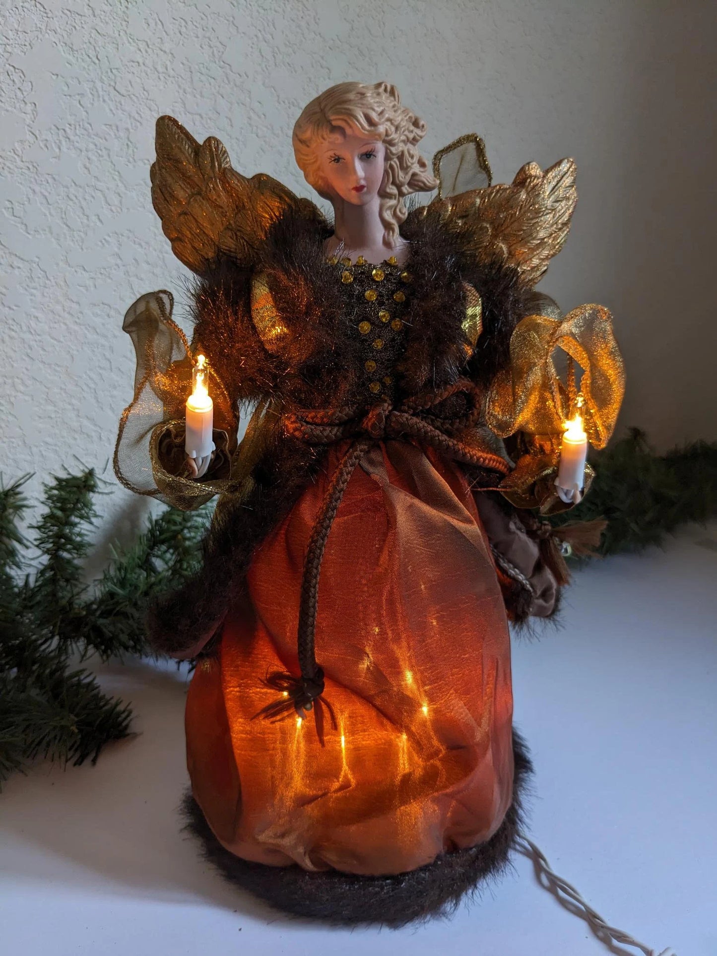 Vintage Light Up Angel Christmas Tree Topper