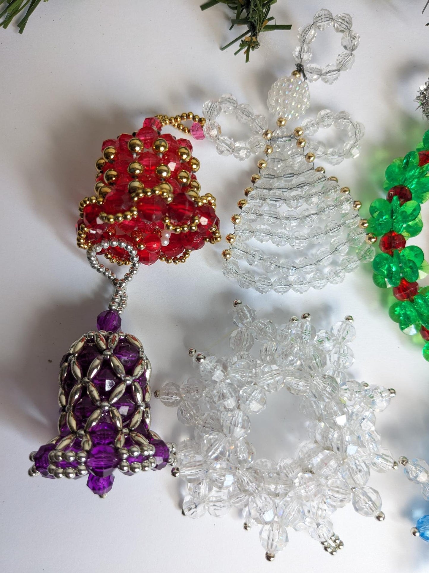 Beaded Christmas Ornament, Set of 9