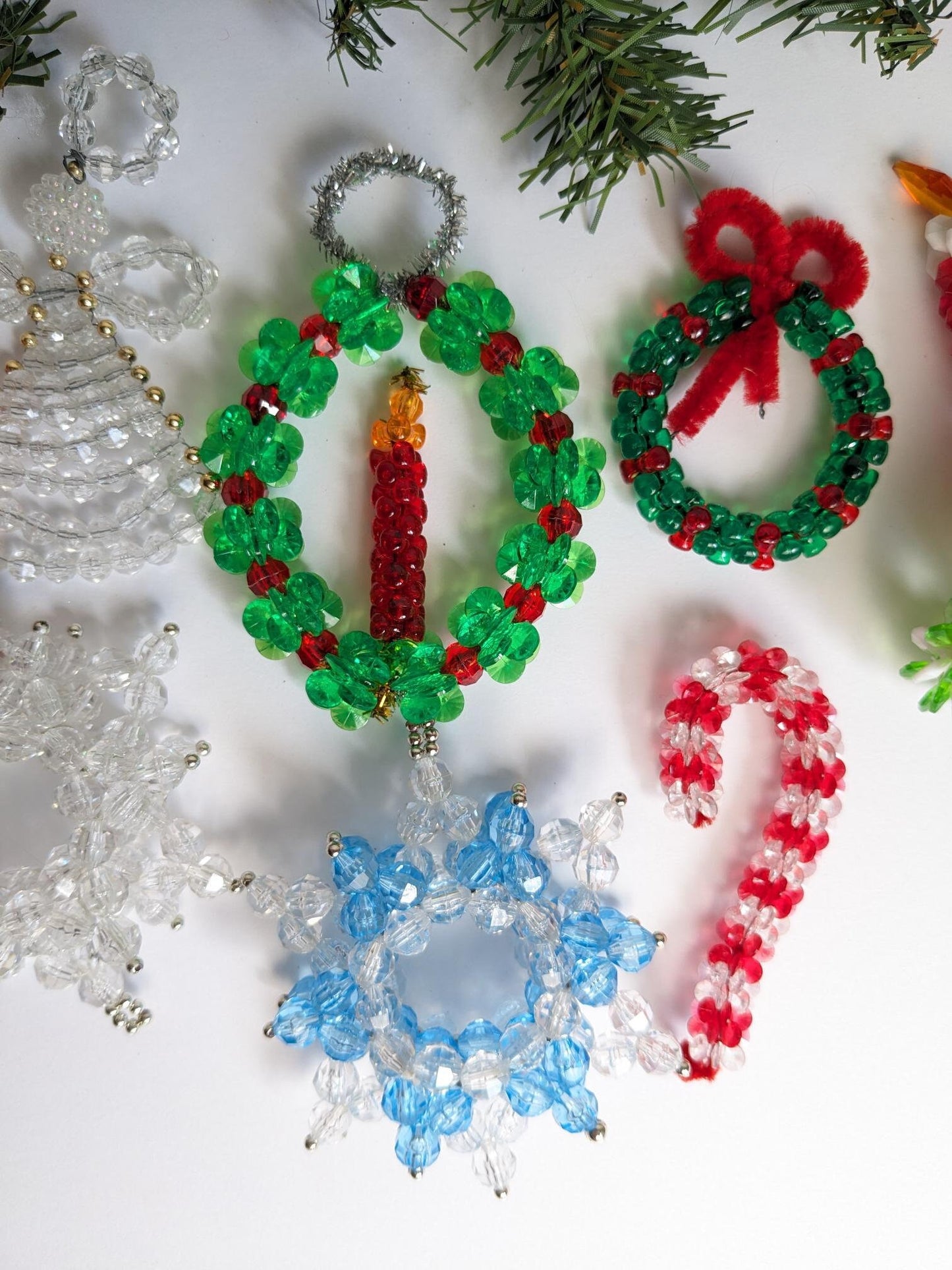 Beaded Christmas Ornament, Set of 9