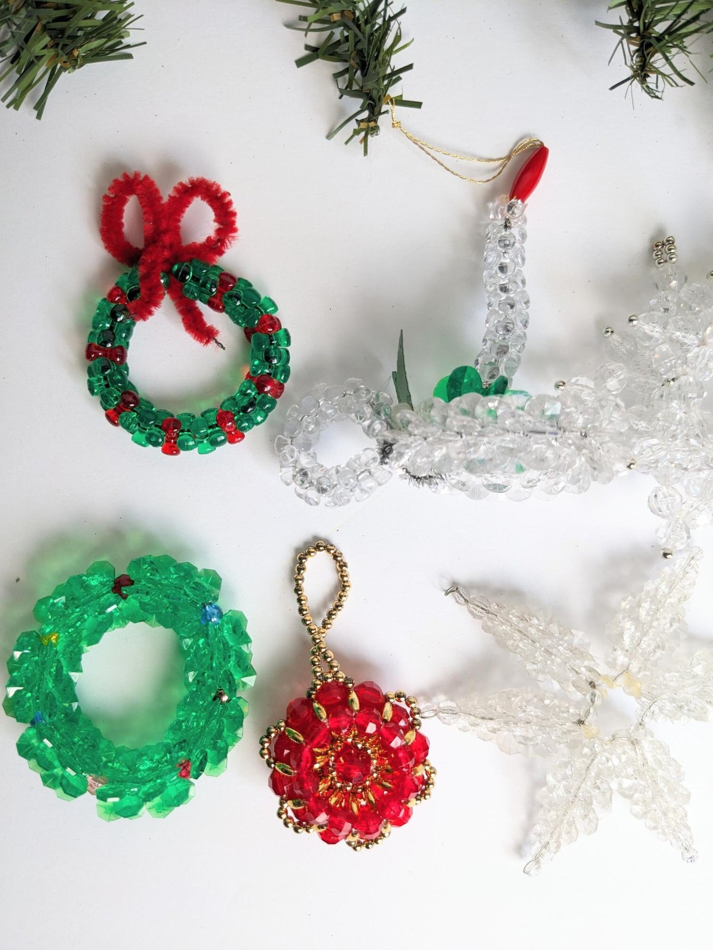 Beaded Christmas Ornaments, Set of 10