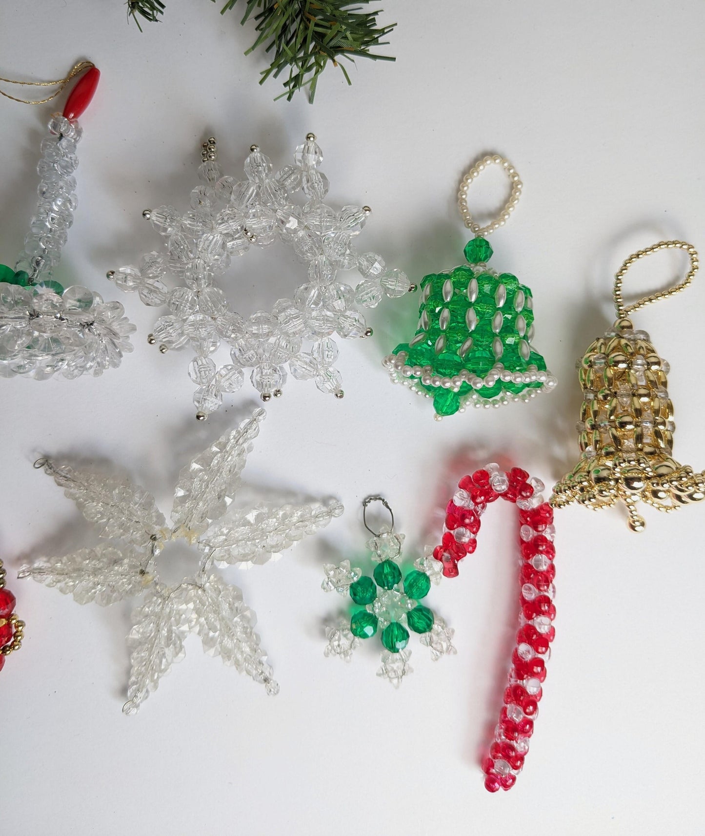 Beaded Christmas Ornaments, Set of 10