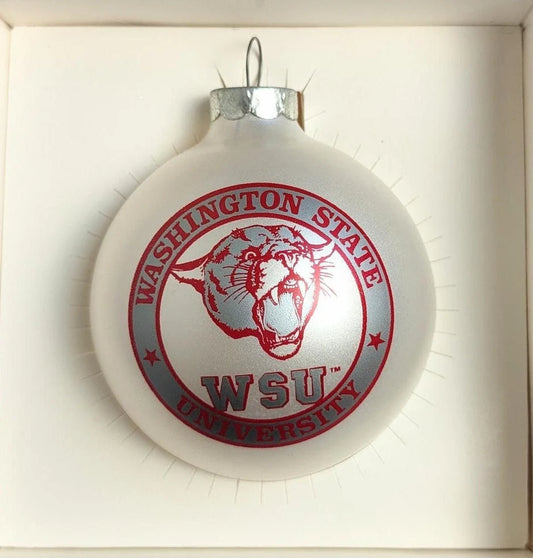 WSU Cougars Christmas University Glass Ball Ornament