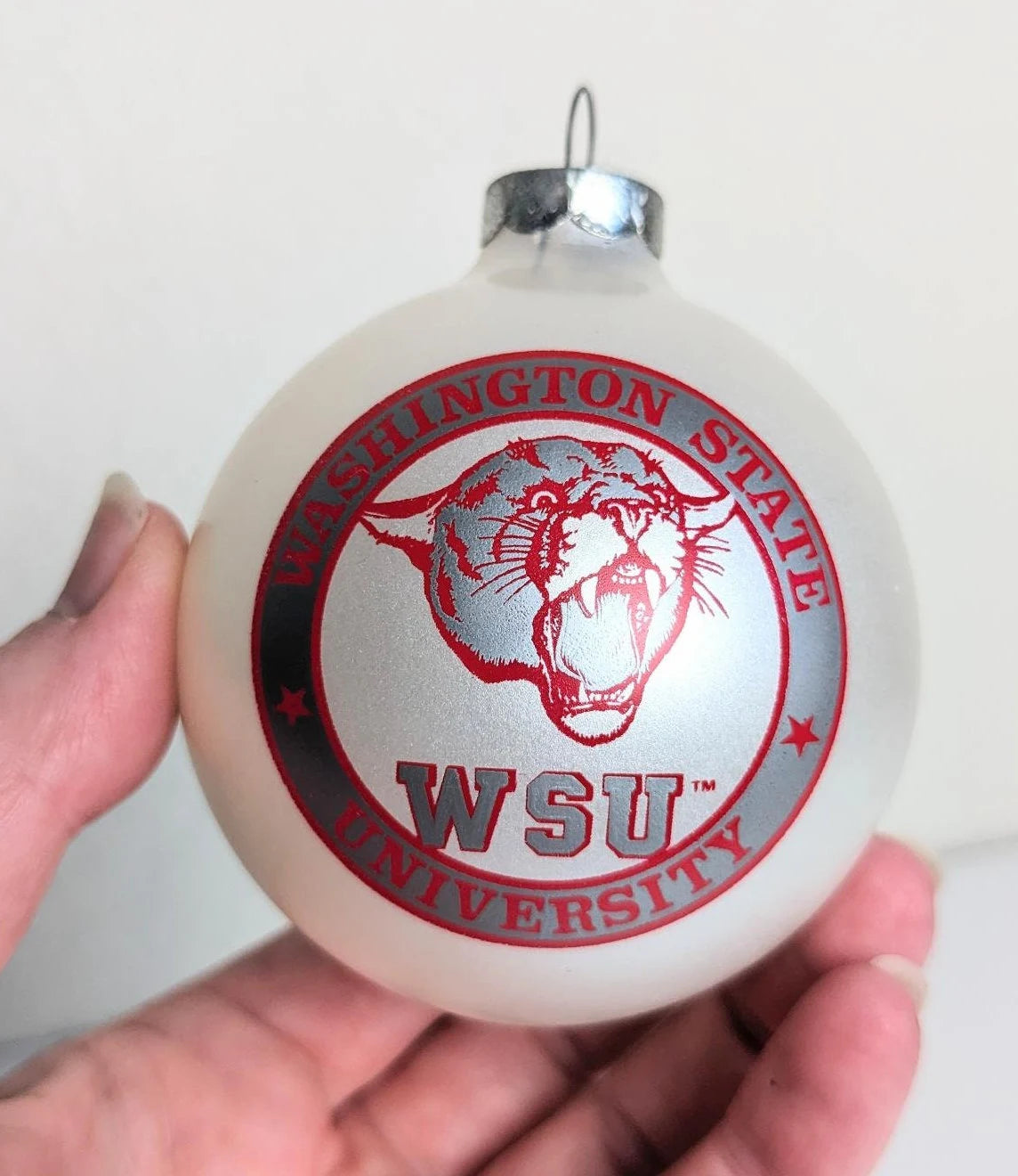 WSU Cougars Christmas University Glass Ball Ornament