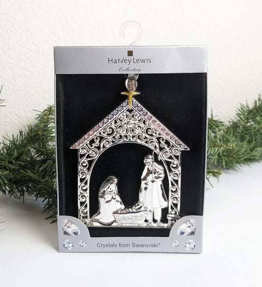 Nativity Christmas Silver Ornament