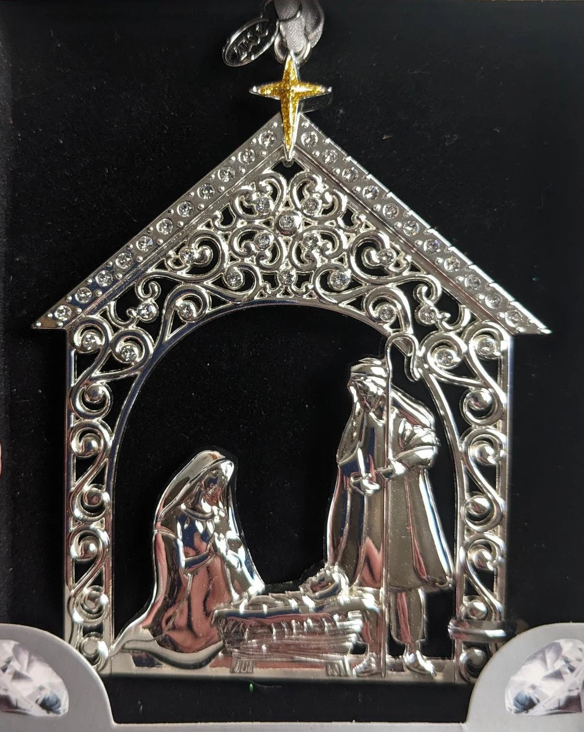 Nativity Christmas Silver Ornament
