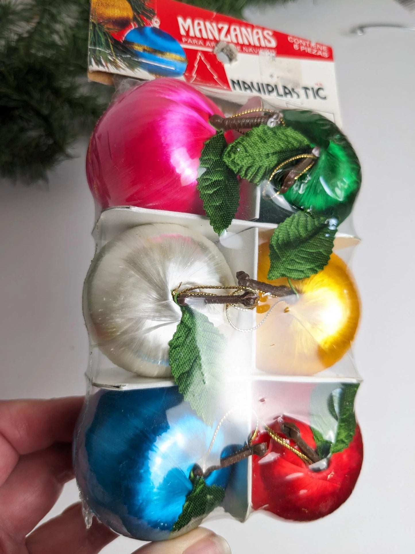 Vintage Satin Apple Christmas Ornament Set