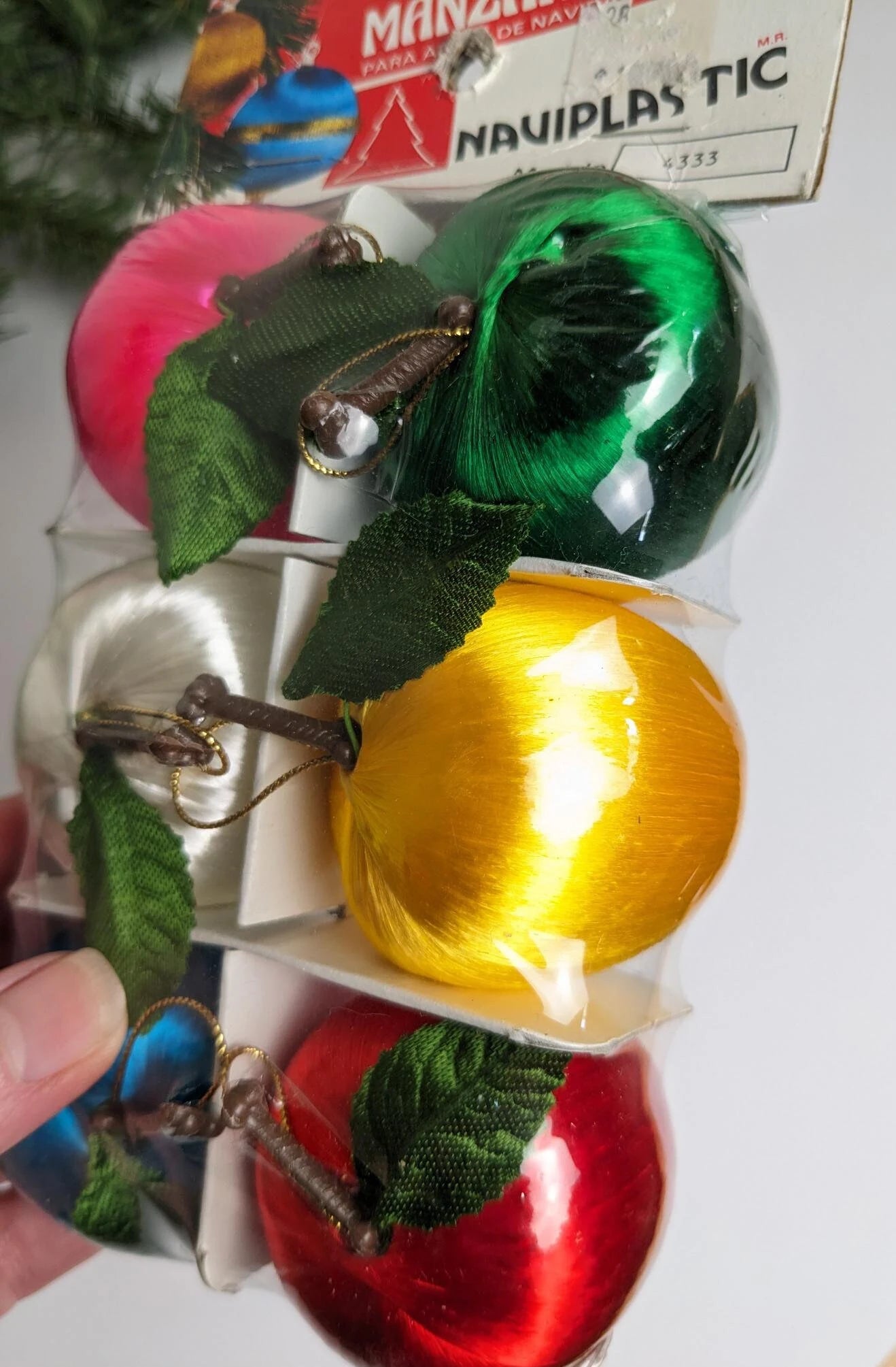 Vintage Satin Apple Christmas Ornament Set