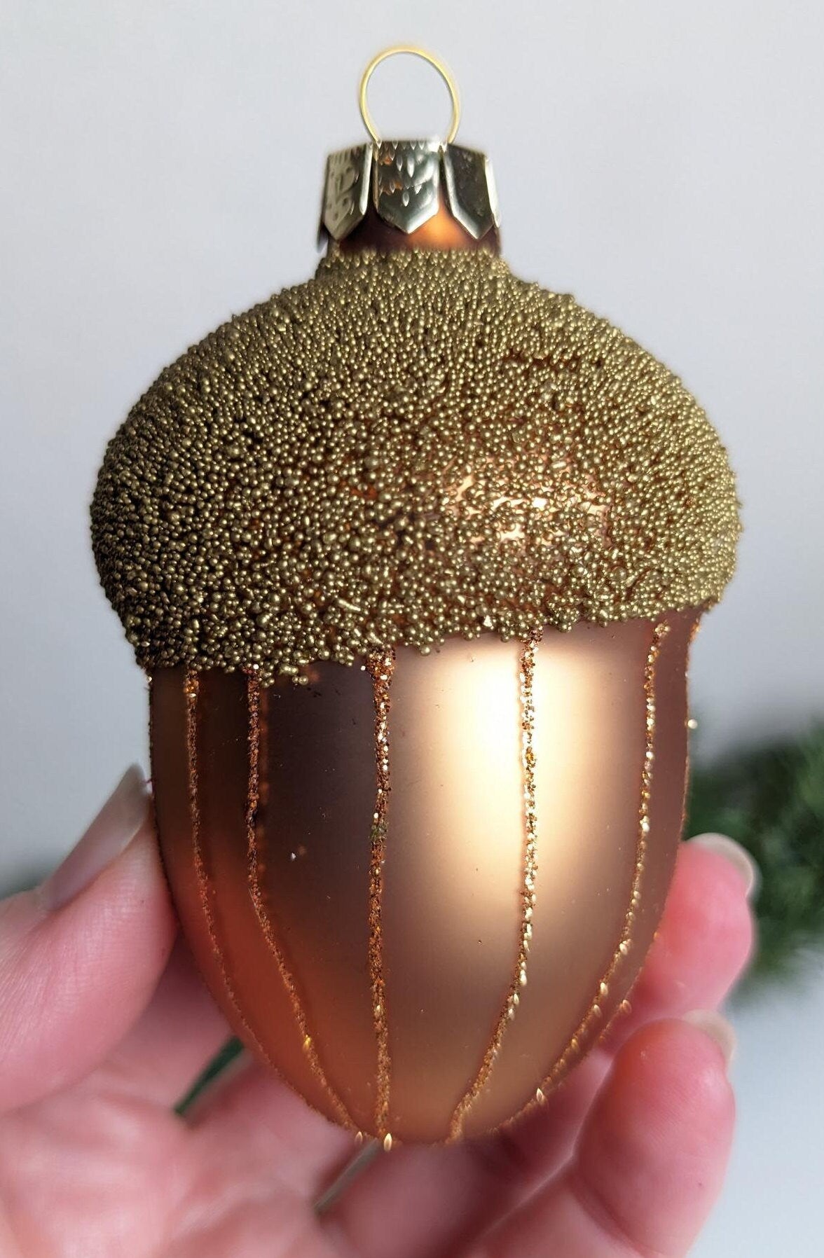 Acorn Glass Micro Bead Christmas Ornament Set