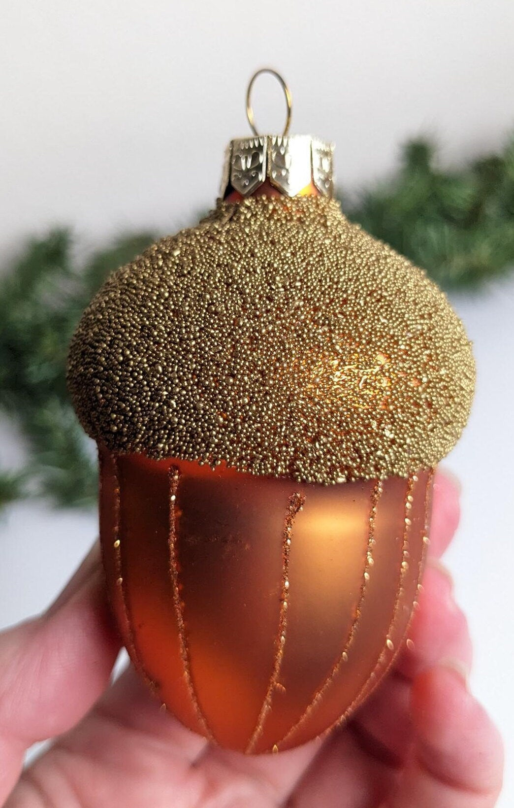 Acorn Glass Micro Bead Christmas Ornament Set