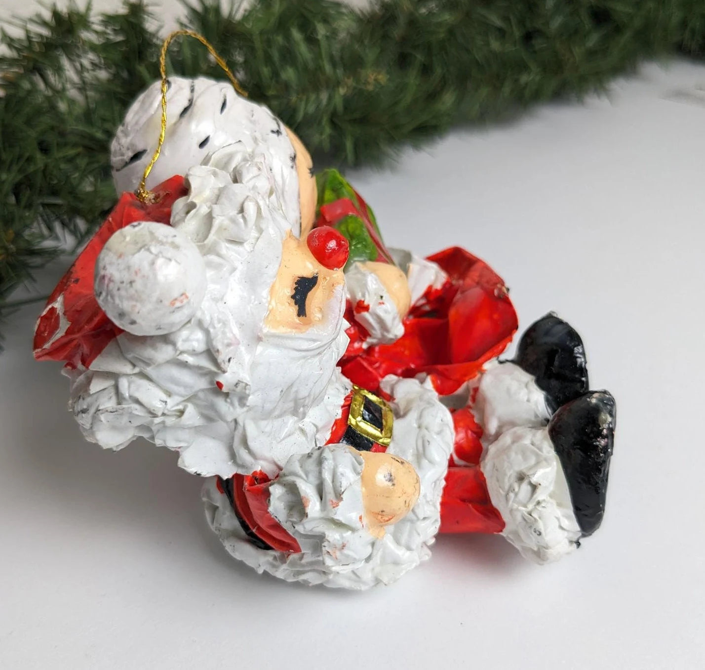 Santa and Mrs. Claus Paper Mache Christmas Ornaments