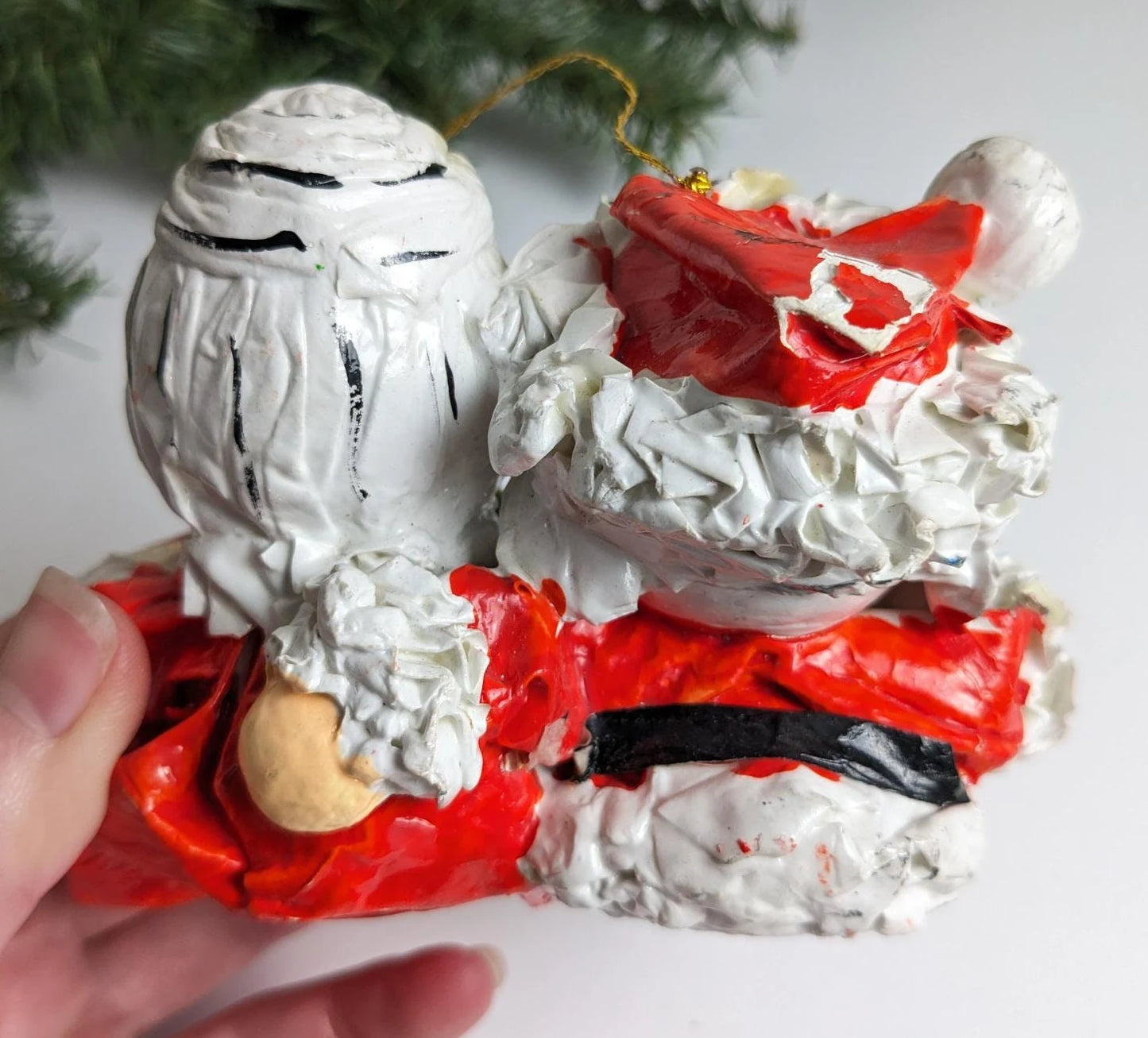 Santa and Mrs. Claus Paper Mache Christmas Ornaments