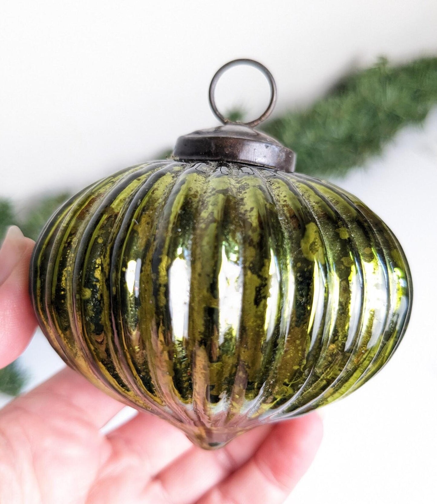 Vintage Kugel Style Glass Christmas Ornament Set of 2