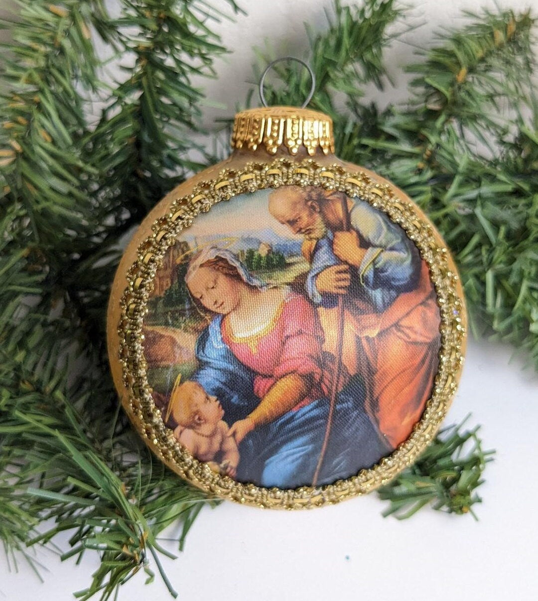 Holy Family Masters on Silk Christmas Krebs Ornament