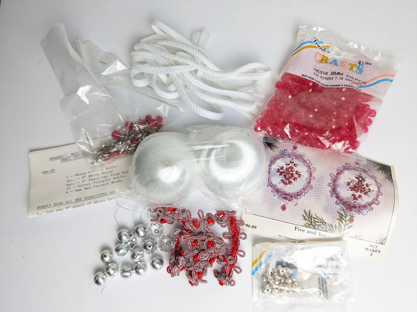 Fire & Ice Beaded Satin Christmas Ornament Kit