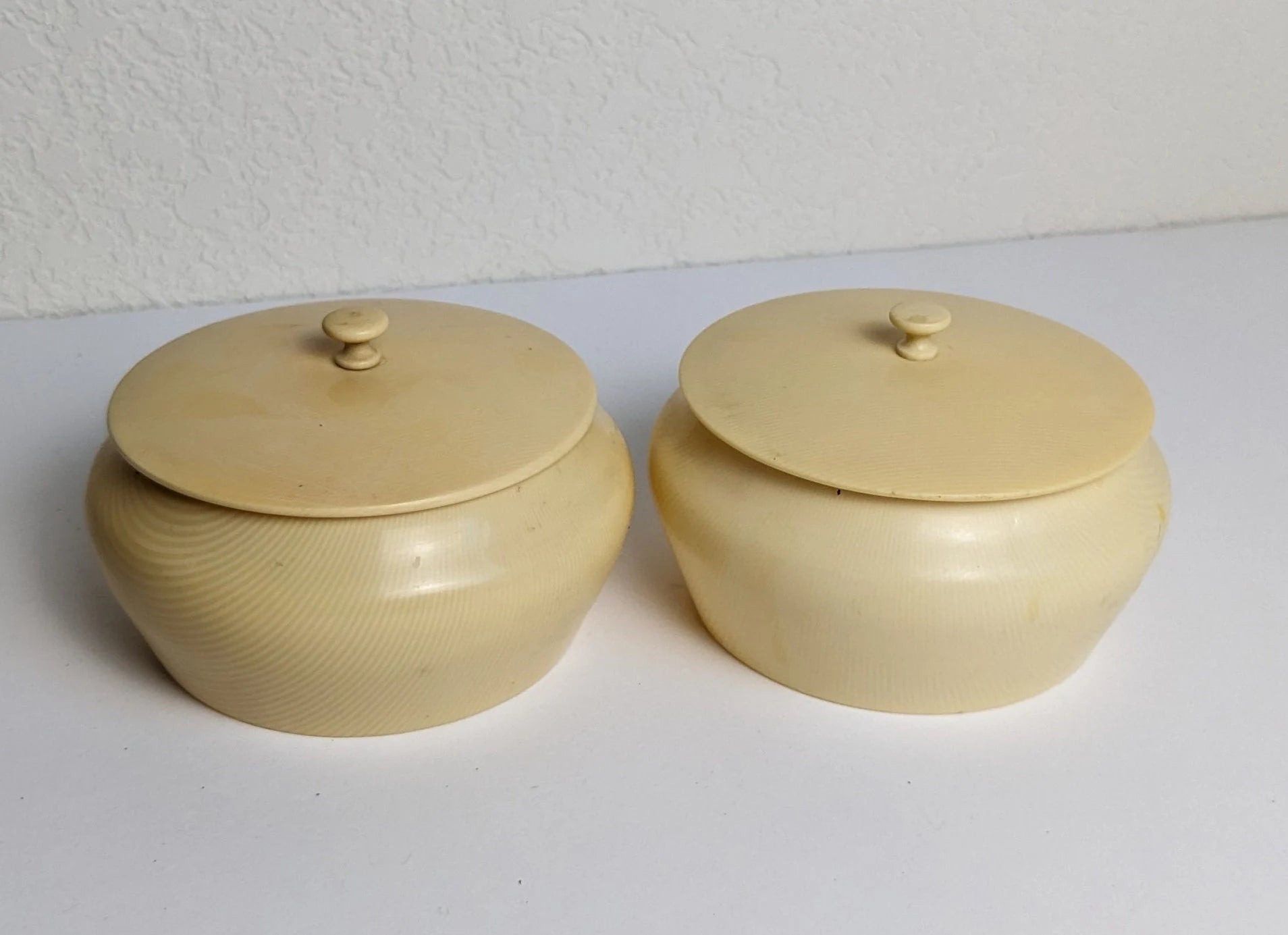 Set of 2 Celluloid Powder Vanity Boxes