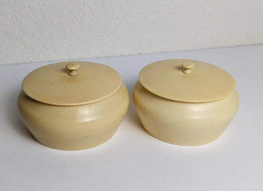 Set of 2 Celluloid Powder Vanity Boxes