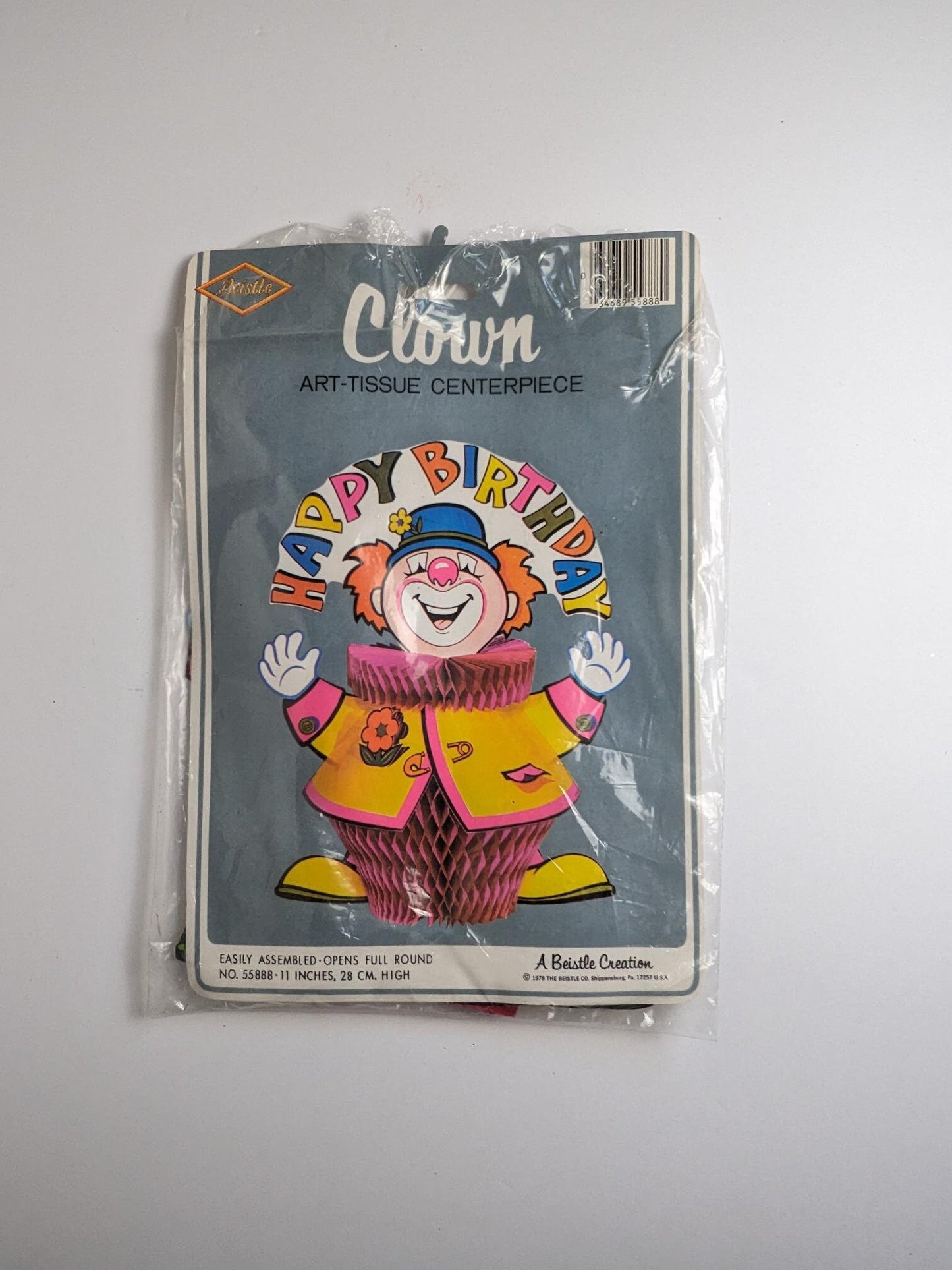 Vintage 1978 Happy Birthday Clown Tissue Paper Centerpiece