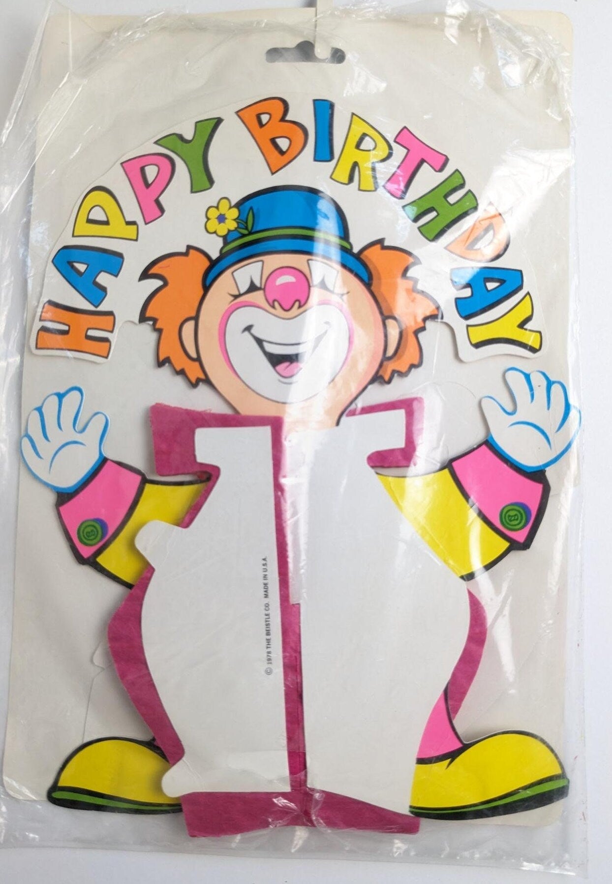 Vintage 1978 Happy Birthday Clown Tissue Paper Centerpiece