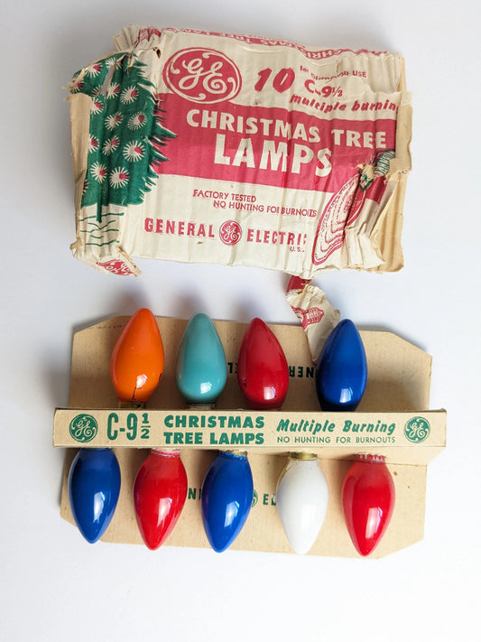 Vintage GE Christmas Light Replacement Bulb Set of 9