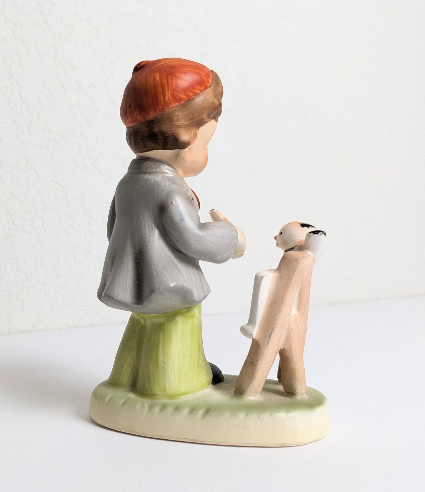 Vintage Napco Painting Boy with Bird Figurine