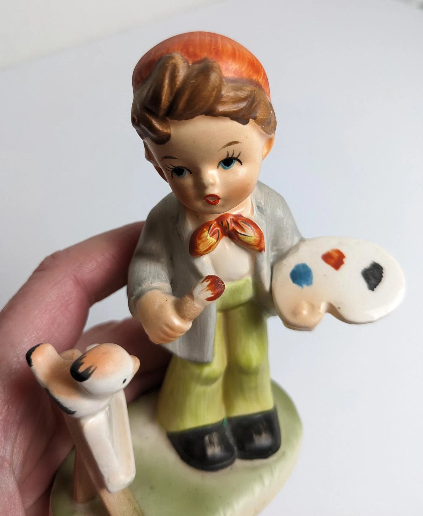 Vintage Napco Painting Boy with Bird Figurine