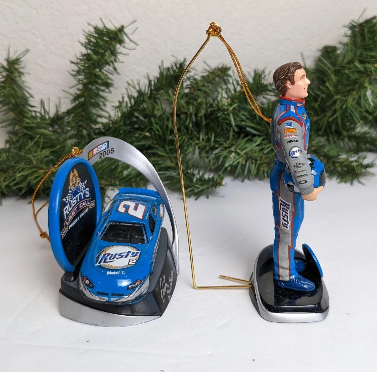 Nascar Rusty Wallace Christmas Ornament Set