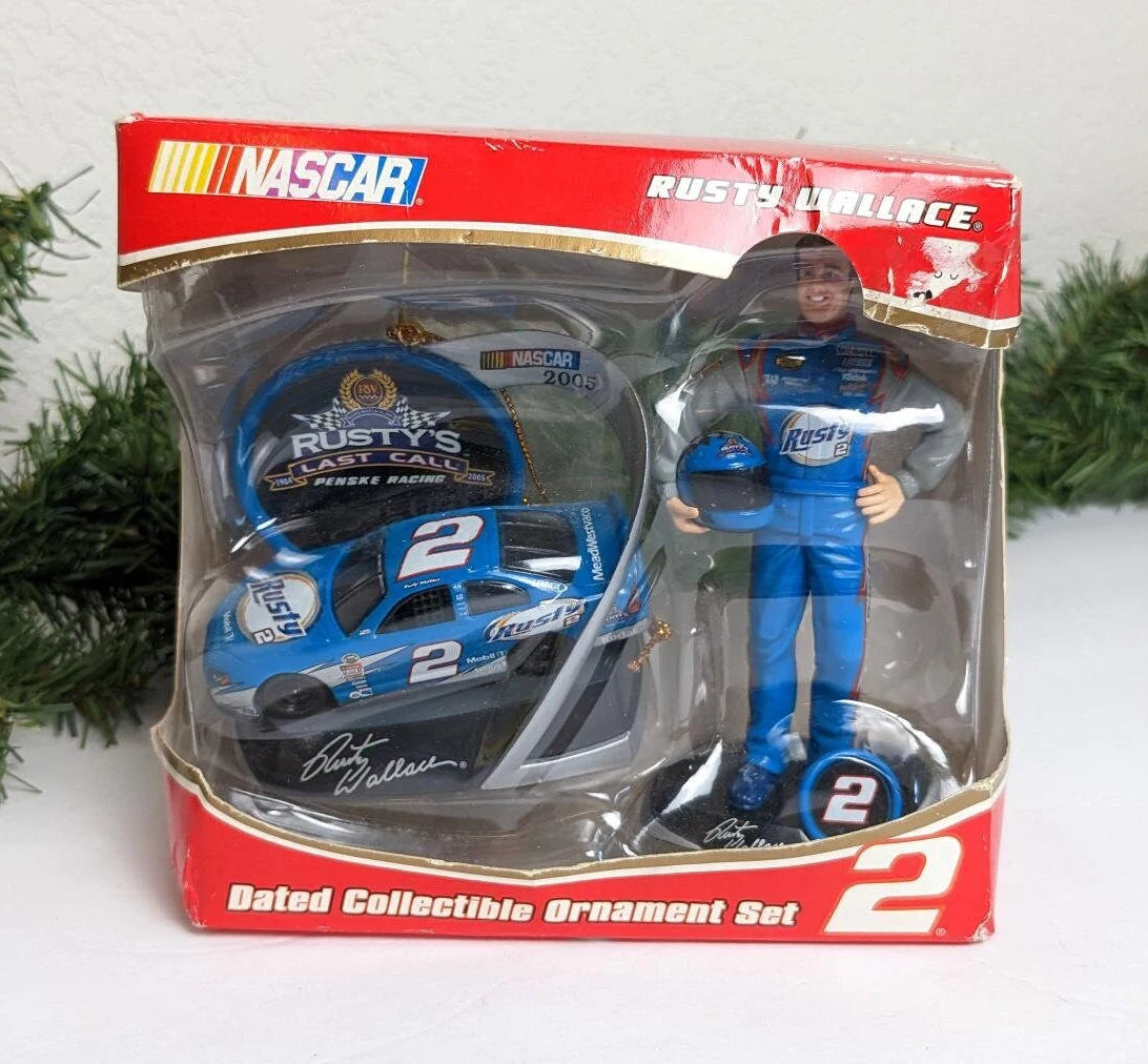 Nascar Rusty Wallace Christmas Ornament Set