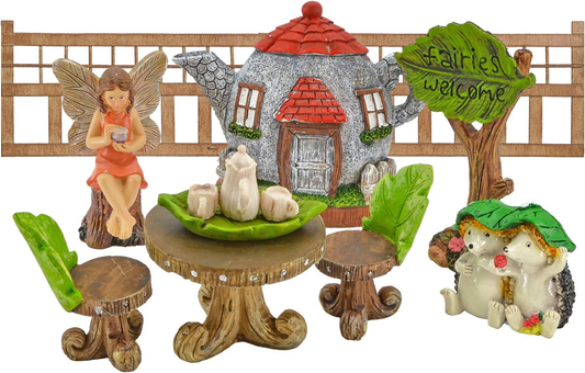 Tea Party Fairy Garden Kit by Arcadia Garden Products - 11 piece kit