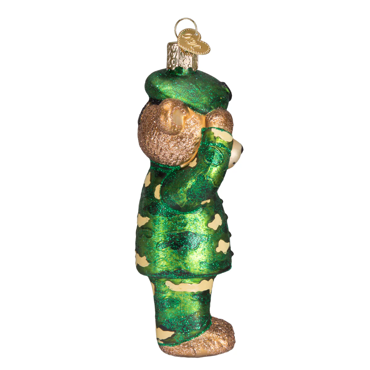 Army Bear Military Teddy Blown Glass Tree Ornament by Old World Christmas