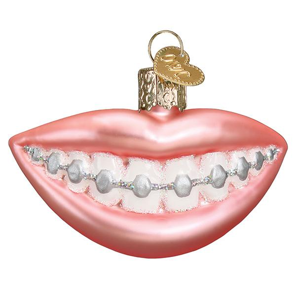 Smile with Braces Funny Orthodontics Blown Glass Tree Ornament by Old World Christmas