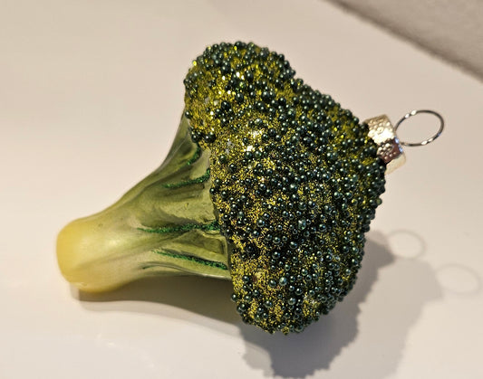 Vintage Broccoli Glass Hanging Christmas Tree Ornament