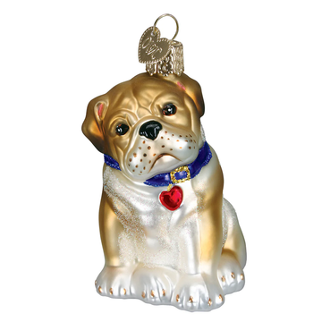 Bull Pup Bulldog Blown Glass Dog Tree Ornament by Old World Christmas