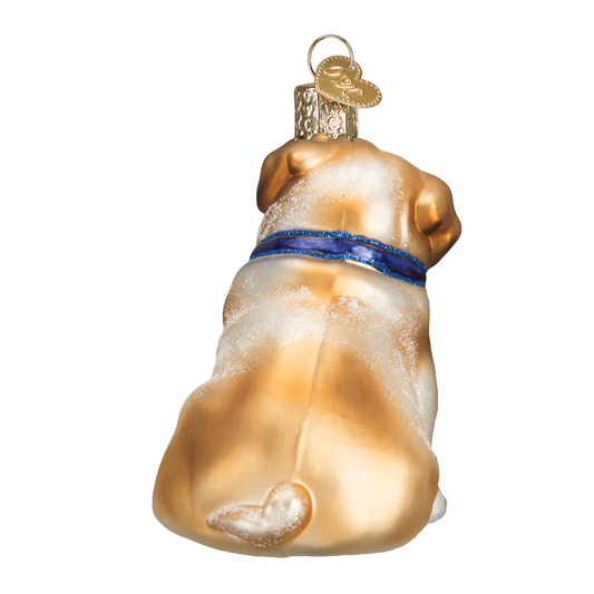 Bull Pup Bulldog Blown Glass Dog Tree Ornament by Old World Christmas