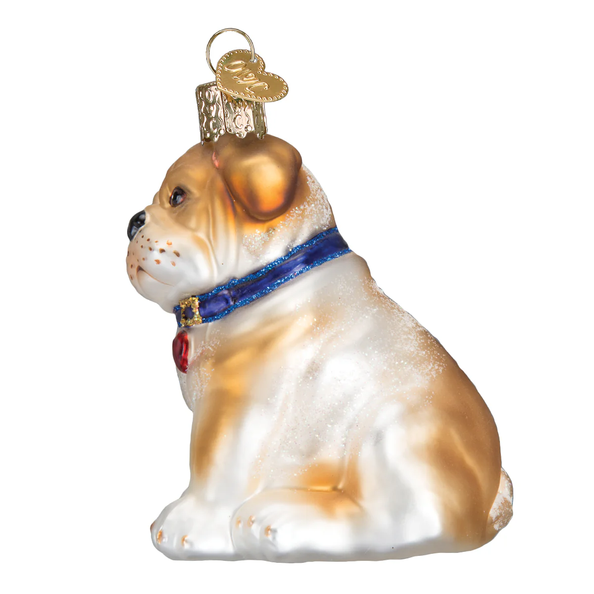 Bull Pup Bulldog Blown Glass Dog Tree Ornament by Old World Christmas