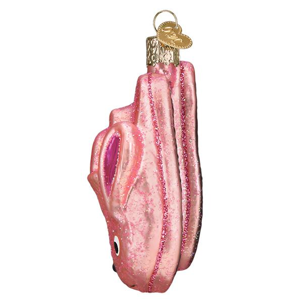 Pink Bunny Slippers Blown Glass Tree Ornament by Old World Christmas