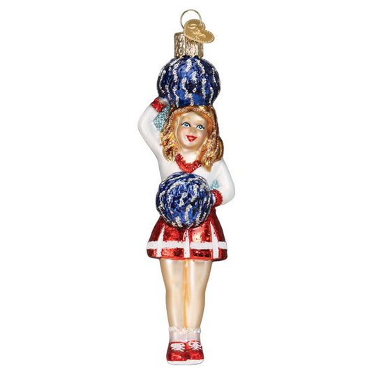 Cheerleader with Pom-poms Sports themed Blown Glass Tree Ornament by Old World Christmas