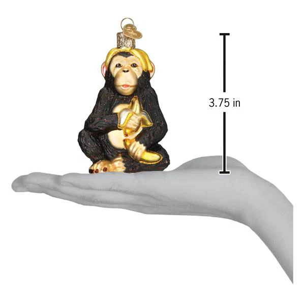 Chimpanzee Blown Glass Tree Ornament by Old World Christmas - Hand Painted