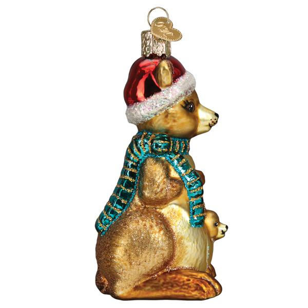 Christmas Kangaroo in Santa Hat - Blown Glass Tree Ornament by Old World Christmas