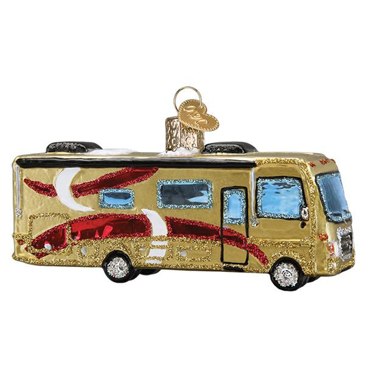 Class A Motorhome Blown Glass Glamping Tree Ornament by Old World Christmas