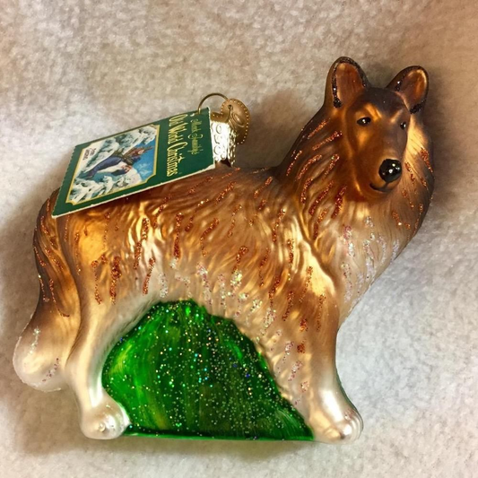 Tan Collie Old World Christmas Ornament