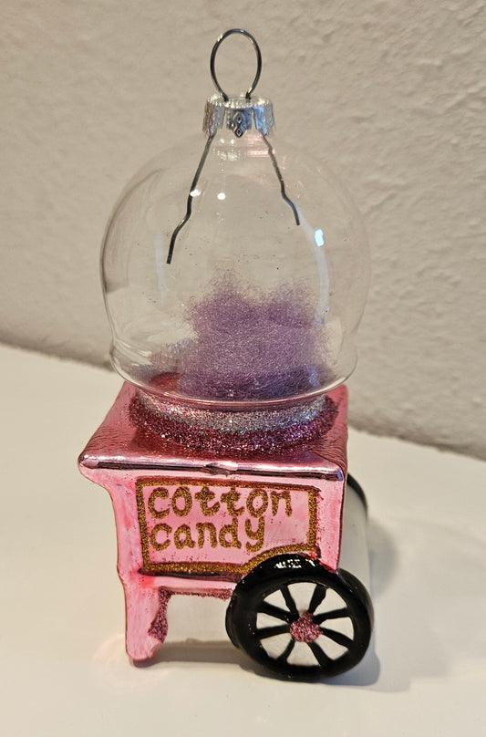 Pink Cotton Candy Cart Glass Christmas Tree Ornament