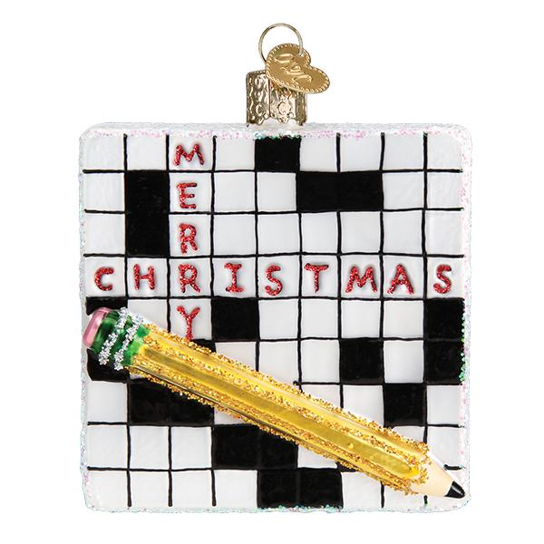 Crosswood Puzzle Blown Glass Tree Ornament by Old World Christmas
