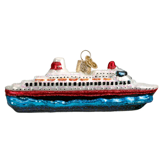 Cruise Ship Blown Glass Tree Ornament by Old World Christmas