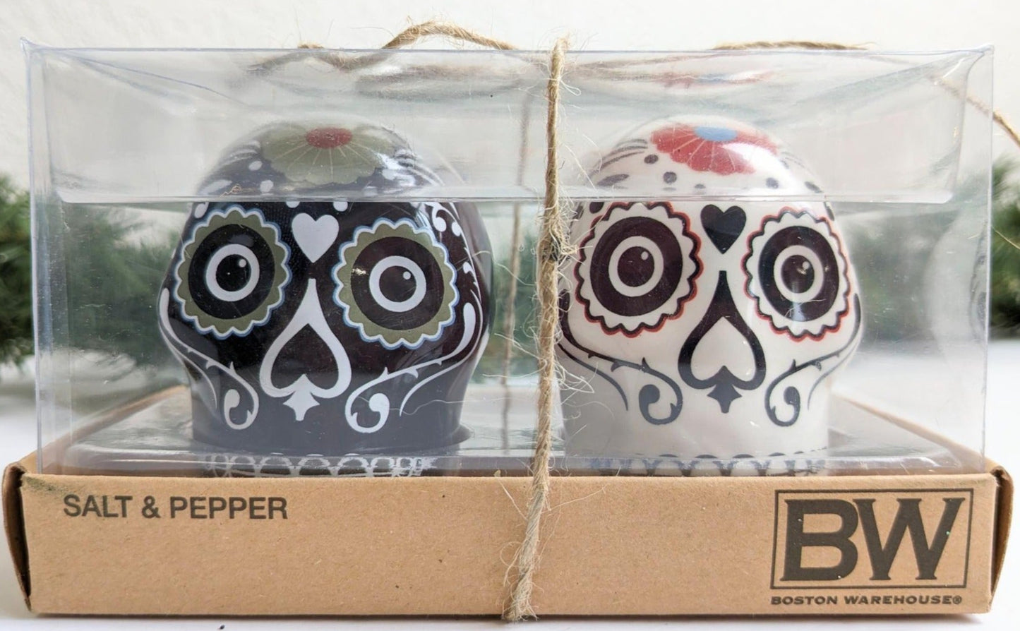 Sugar Skulls Day of the Dead Salt and Pepper Brown Shaker Set